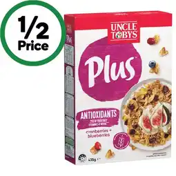 Woolworths Uncle Tobys Plus Cereal 410-435g offer