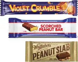 Coles Violet Crumble, Whittaker's Slab or Cooks Scorched Peanut Bar 45g-50g offer