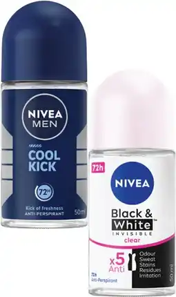 Coles Nivea Antiperspirant Roll On Deodorant 50mL offer
