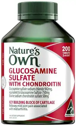 Coles Nature's Own Glucosamine Sulfate with Chondroitin Tablets 200 Pack^ offer