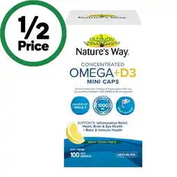 Woolworths Nature’s Way Concentrated Omega + D3 Mini Capsules Pk 100 offer