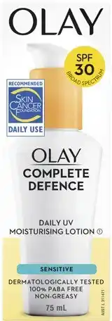 Coles Olay Complete Defence Sensitive Moisturising Lotion 75mL offer