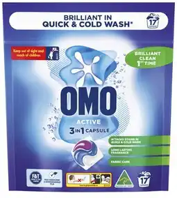 Coles Omo Laundry 3 in 1 Laundry Capsules 17 Pack offer