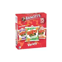 Woolworths Arnott’s Shapes Multipack Cracker Biscuits Variety 375g Pk 15 offer
