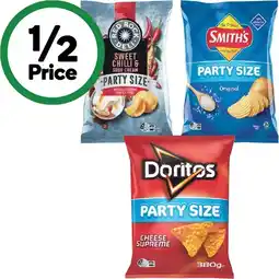Woolworths Smith’s Crinkle Cut Chips 380g, Doritos Corn Chips 380g or Red Rock Deli Chips 290g offer