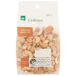 Woolworths Woolworths Cashews Roasted & Unsalted 400g Pack offer