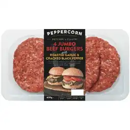 Woolworths Peppercorn Butchers Beef Jumbo Burger Garlic & Pepper 600g offer
