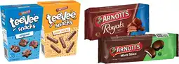 Coles Arnott's TeeVee Snacks, Mint Slice or Milk Chocolate Royals Biscuits 175g-200g offer