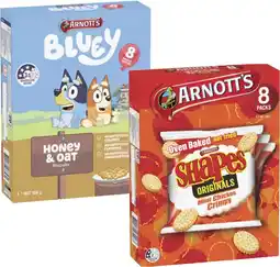 Coles Arnott's Bluey or Shapes Crackers 7 Pack-8 Pack 168g-200g offer