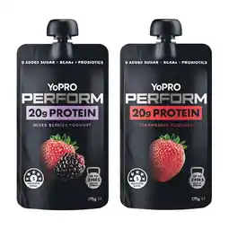 Woolworths YoPRO Perform Yoghurt Pouches 175g – From the Fridge offer