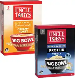Coles Uncle Tobys Oats Big Bowl Sachets 368g offer