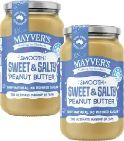 Coles Mayver's Smooth Sweet & Salty Peanut Butter 375g offer