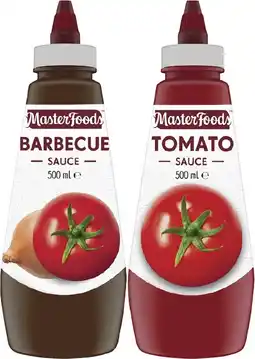 Coles MasterFoods Squeeze Tomato or Barbecue Sauce 475mL-500mL offer