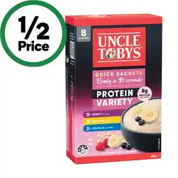 Woolworths Uncle Tobys Protein Oats Sachets 280g Pk 8 offer