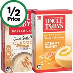 Woolworths Uncle Tobys Oats Sachets 280-350g Pk 8-10 offer