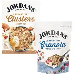Woolworths Jordans Muesli, Clusters or Granola 500-750g, or Dorset Granola 450g offer