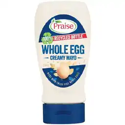 Woolworths Praise Aioli Deli Classic 245-250ml or Whole Egg Mayonnaise 230-250g offer