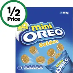 Woolworths NEW Oreo Mini Golden 204g Pk 10 offer
