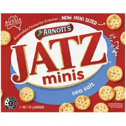 Woolworths NEW Arnott's Jatz Mini Crackers Sea Salt 170g offer