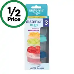 Woolworths Sistema to Go Mini Bites Stackable Containers 130ml Pk 3 offer