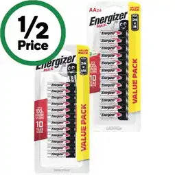 Woolworths Energizer Max AAA or AA Alkaline Battery Pk 24 offer