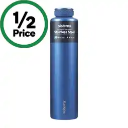 Woolworths Sistema Chic Stainless Steel Bottle 600ml offer