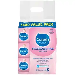 Woolworths Curash Baby Wipes Pk 3 x 80 offer