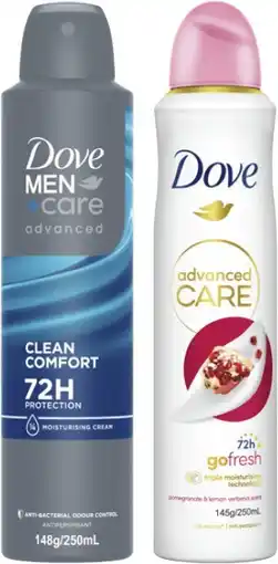 Coles Dove Advanced 72hr Antiperspirant Aerosol Deodorant 250mL offer