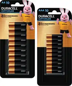 Coles Duracell Optimum Batteries AA or AAA 10 Packs offer