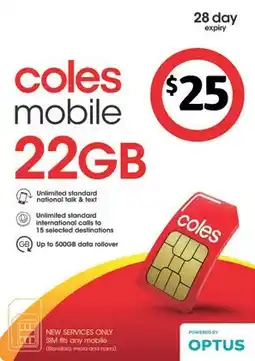 Coles Coles Mobile $25 Prepaid SIM offer