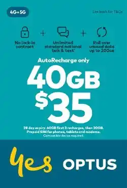 Coles Optus $35 AutoRecharge only Prepaid SIM Starter Kit offer