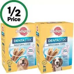 Woolworths Pedigree Dentastix Dog Treats Pk 28 offer