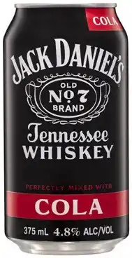 Coles Jack Daniels & Cola Cans 6x375mL offer