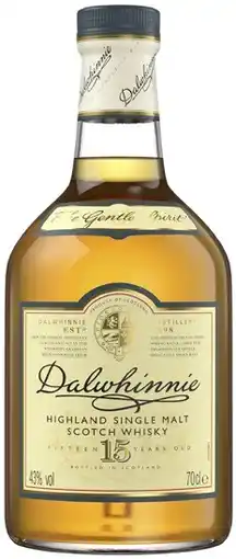 Coles Dalwhinnie 15YO Single Malt Scotch Whisky 700mL offer