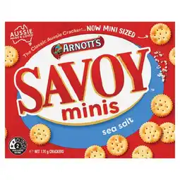 Woolworths NEW Arnott's Savoy Mini Crackers Sea Salt 170g offer