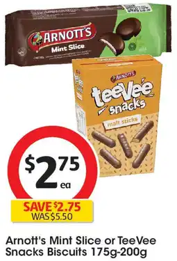 Coles Arnott's Mint Slice or TeeVee Snacks Biscuits offer