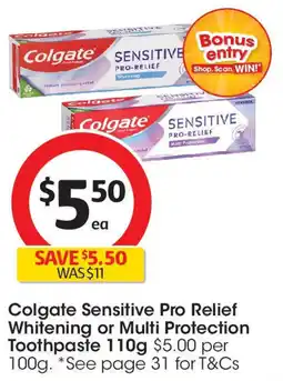 Coles Colgate Sensitive Pro Relief Whitening or Multi Protection Toothpaste offer