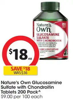 Coles Nature's Own Glucosamine Sulfate with Chondroitin Table offer