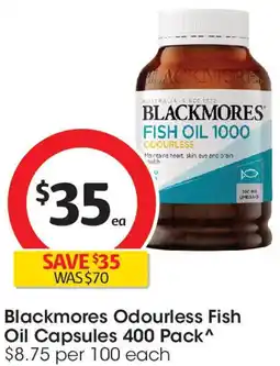 Coles Blackmores Odourless Fish Oil Capsules offer