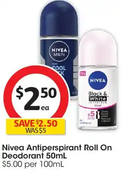 Coles Nivea Antiperspirant Roll On Deodorant offer
