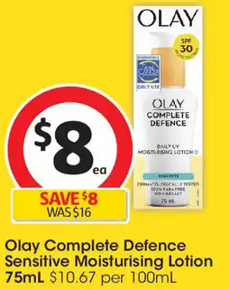 Coles Olay Complete Defence Sensitive Moisturising Lotion offer