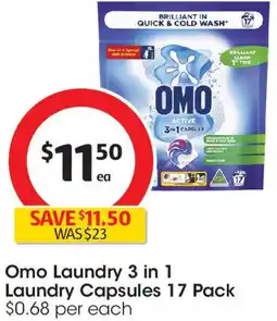 Coles Omo Laundry 3 in 1 Laundry Capsules offer