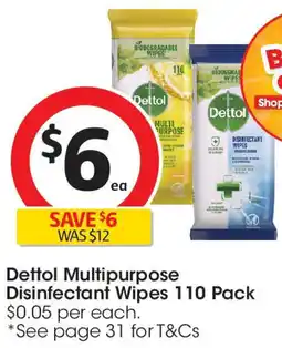 Coles Dettol Multipurpose Disinfectant Wipes offer