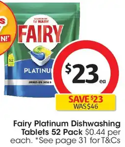 Coles Fairy Platinum Dishwashing Tablets offer