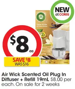 Coles Air Wick Scented Oil Plug In Diffuser + Refill offer