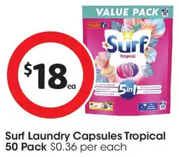 Coles Surf Laundry Capsules Tropical offer