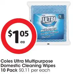 Coles Coles Ultra Multipurpose Domestic Cleaning Wipes offer