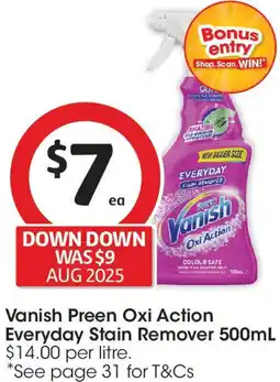 Coles Vanish Preen Oxi Action Everyday Stain Remover offer