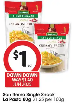 Coles San Remo Single Snack La Pasta offer