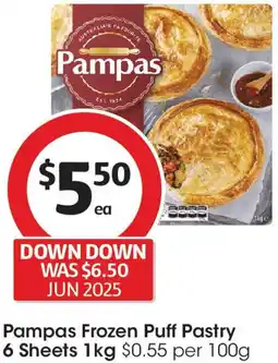 Coles Pampas Frozen Puff Pastry 6 Sheets offer